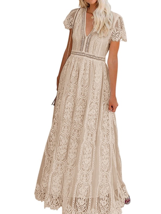 Merokeety Dresses & Skirts - MEROKEETY Lace Maxi Dress NWT Size Medium Cream Boho
